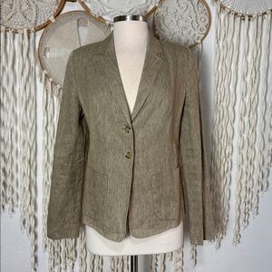 Vince Tan Linen Cotton Blend Blazer Size 10